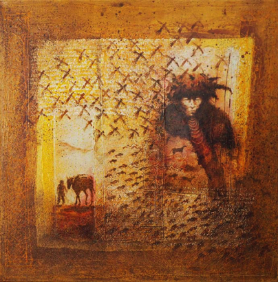 71 The Shaman 100x100 acryl op doek